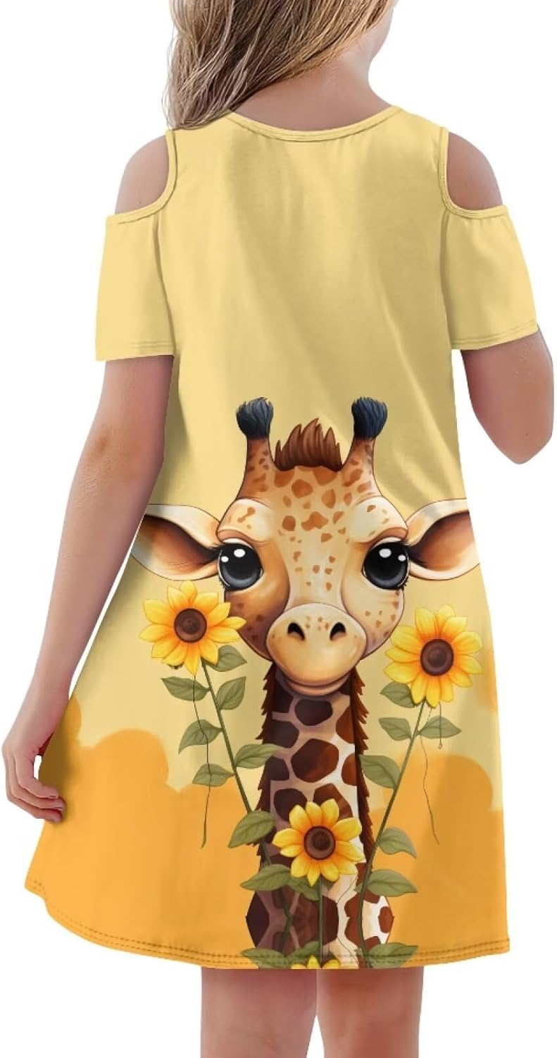 Xpyiqun Summer Dress for Girls - Off-Shoulder Swing Party Dish