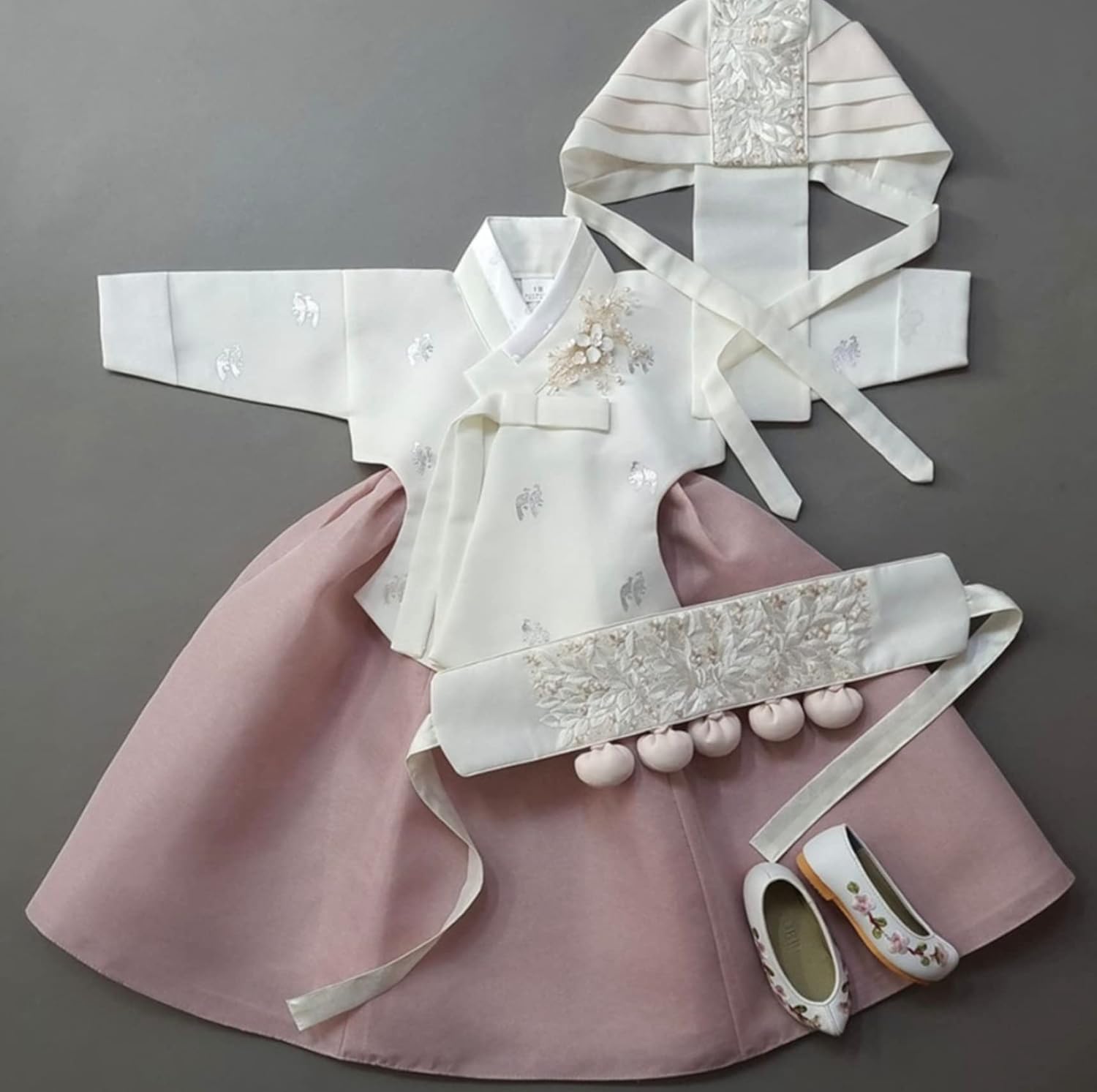 Special Occasion Girls Ivory Hanbok Dress