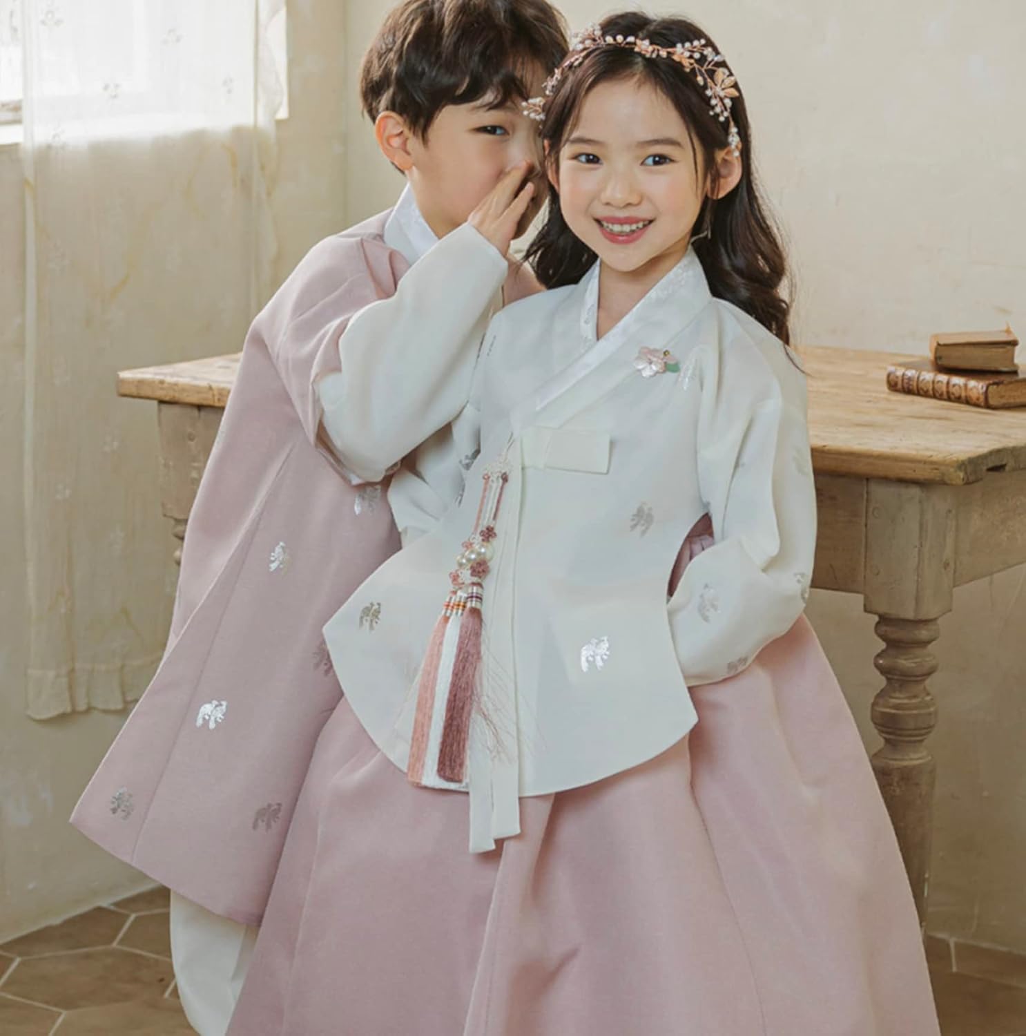 Special Occasion Girls Ivory Hanbok Dress