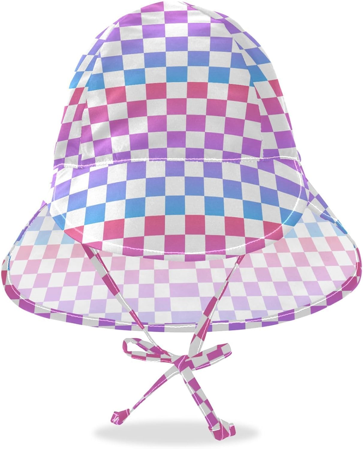 Adjustable Gradient Red Blue Checkered Toddler Kids Hat