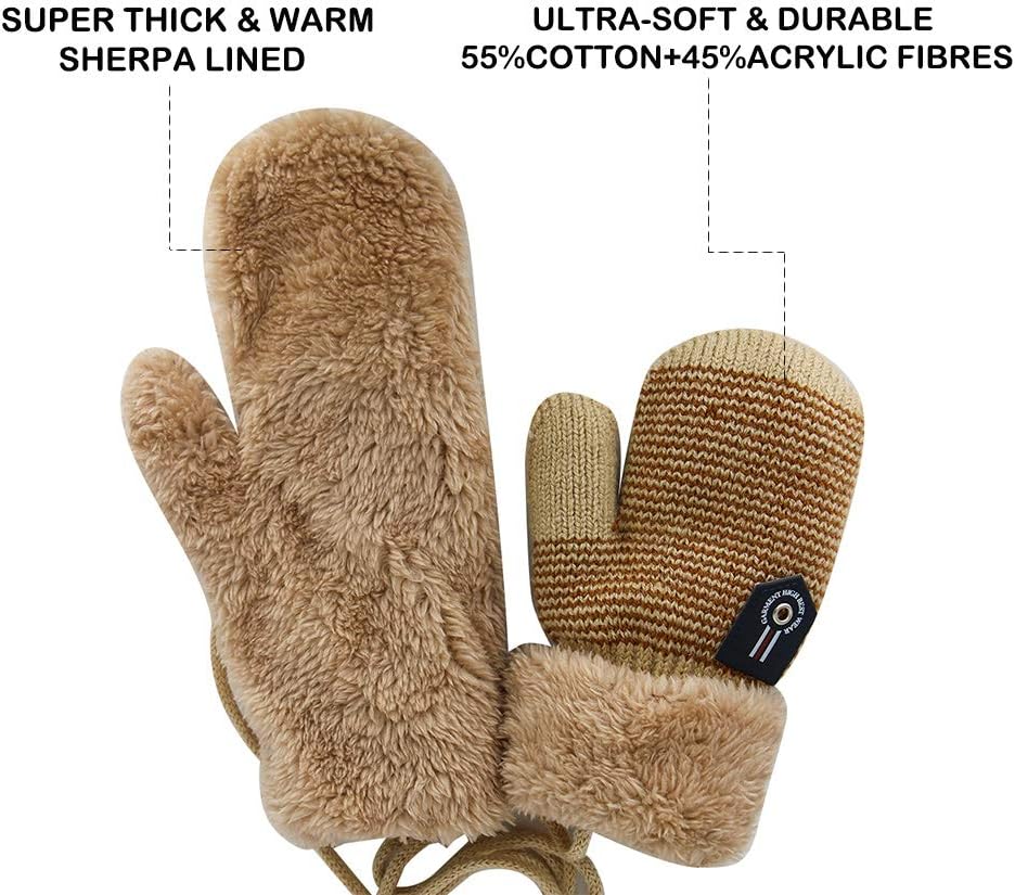 ORVINNER Winter Sherpa Lined Mittens for Babies