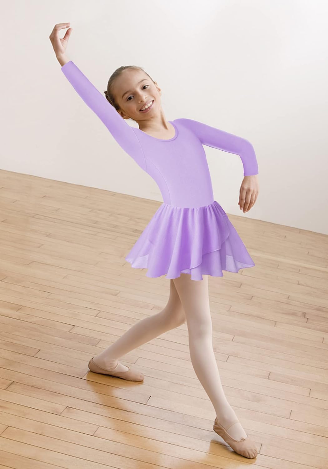 Stylish Girls Ballet Leotards with Petal Skirt and Bowknot Back for Dance
