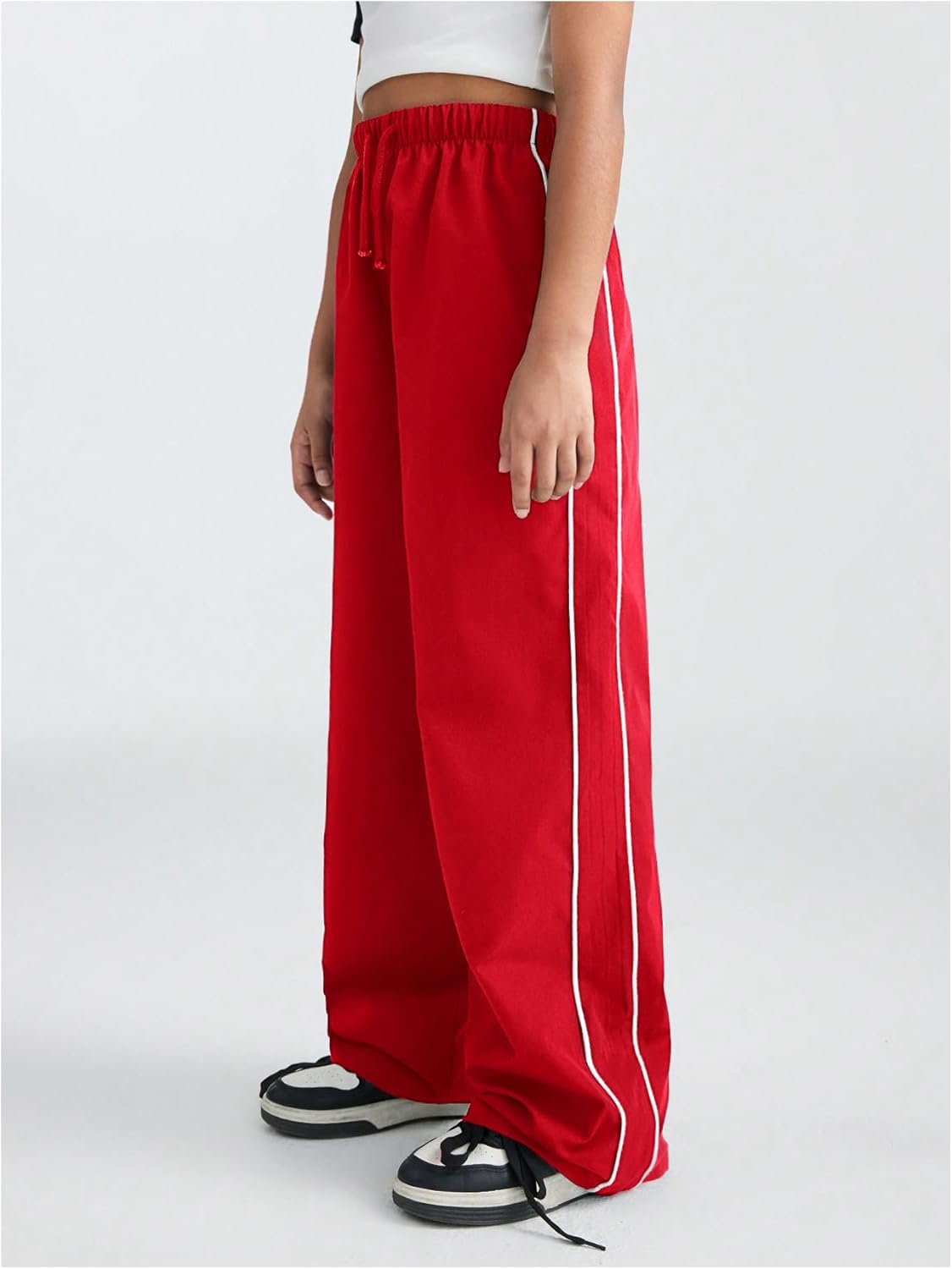 Girls Trendy Wide Leg High Waist Track Pants Unisex Active Fashion