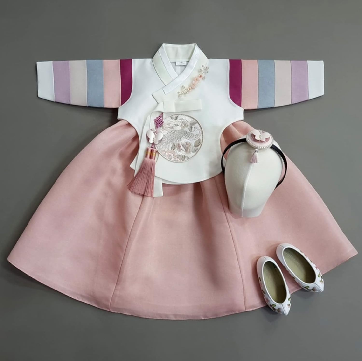 Striped Coral Dangui Hanbok for Girls 100-15yo