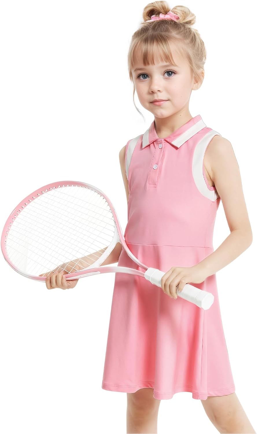 Gogokids Girls Quick-Dry Tennis Dress with Polo Collar