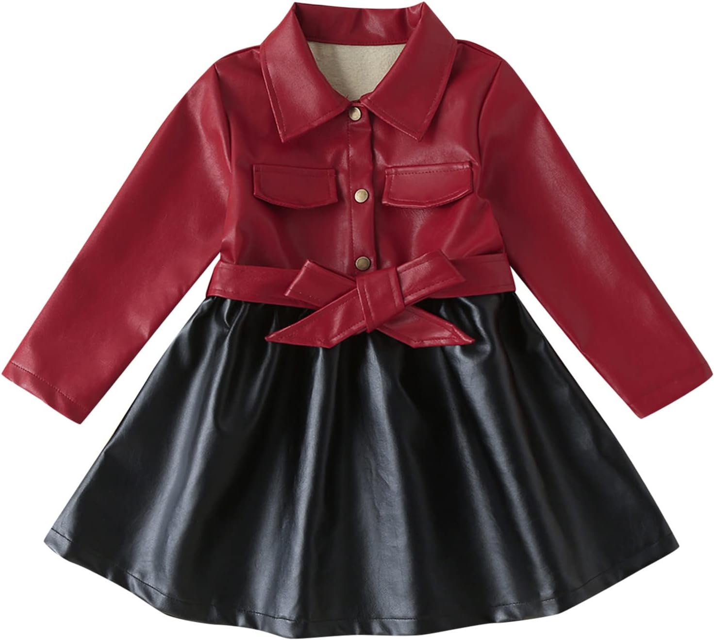 Patchwork PU Leather Jacket for Toddler Girls