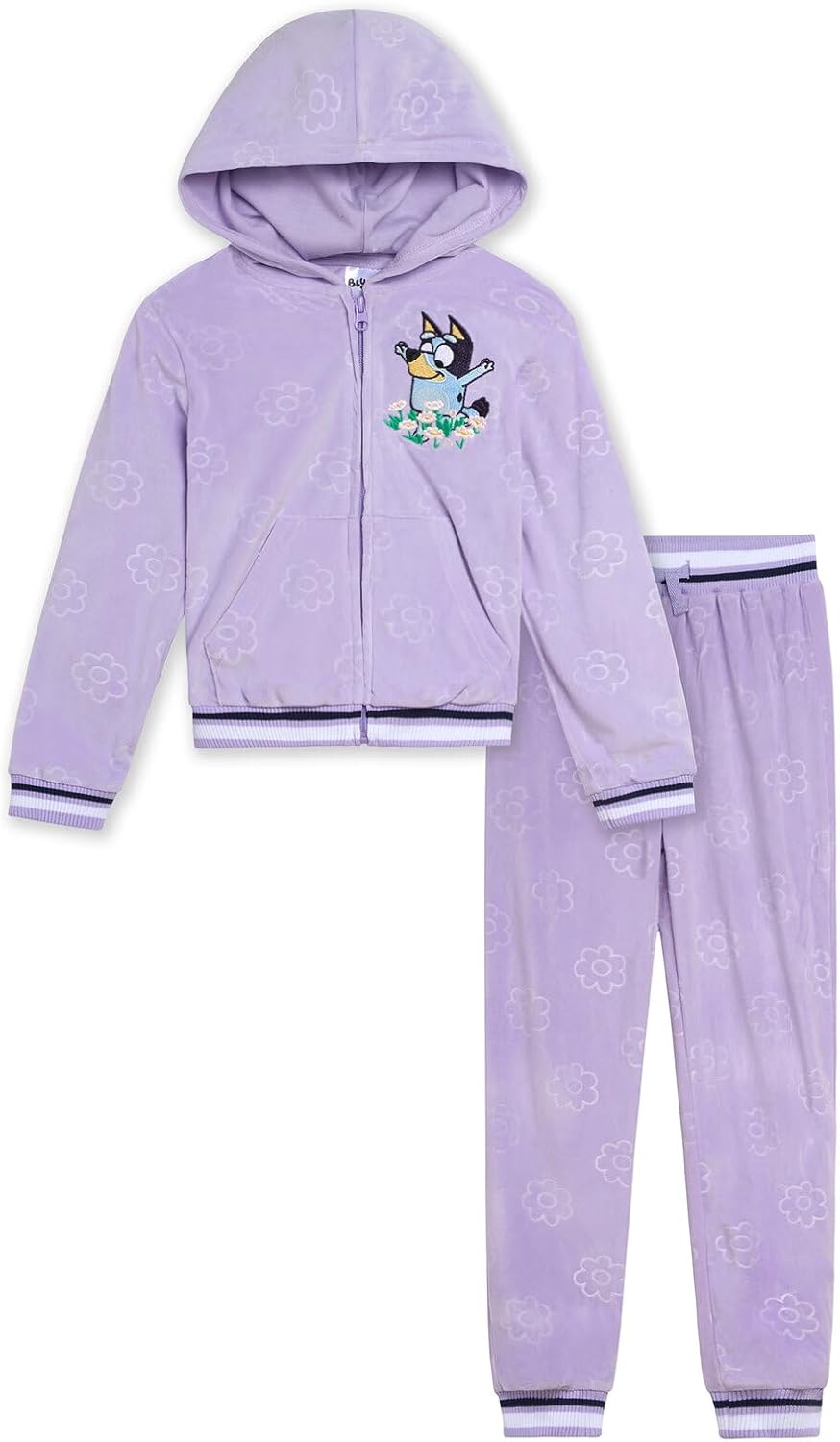 Bluey Girls Velour Zip-Up Hoodie Jogger Pants Set