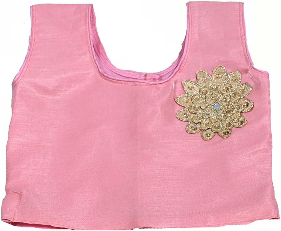 Green Dupion Silk Lehenga Choli for Kids