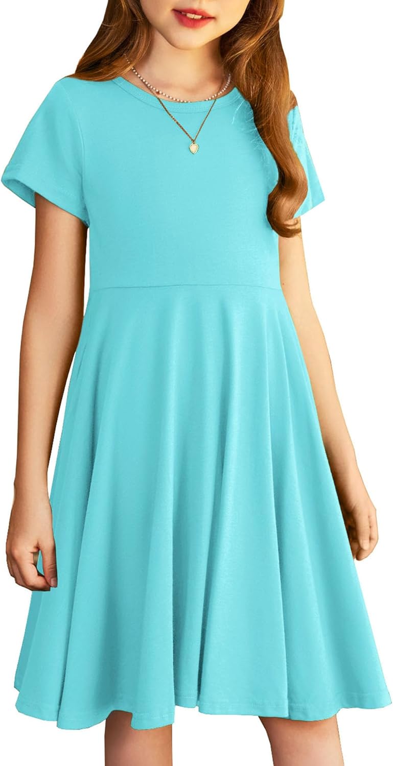 Arshiner Girls Basic Swing Dress - Casual Stylish