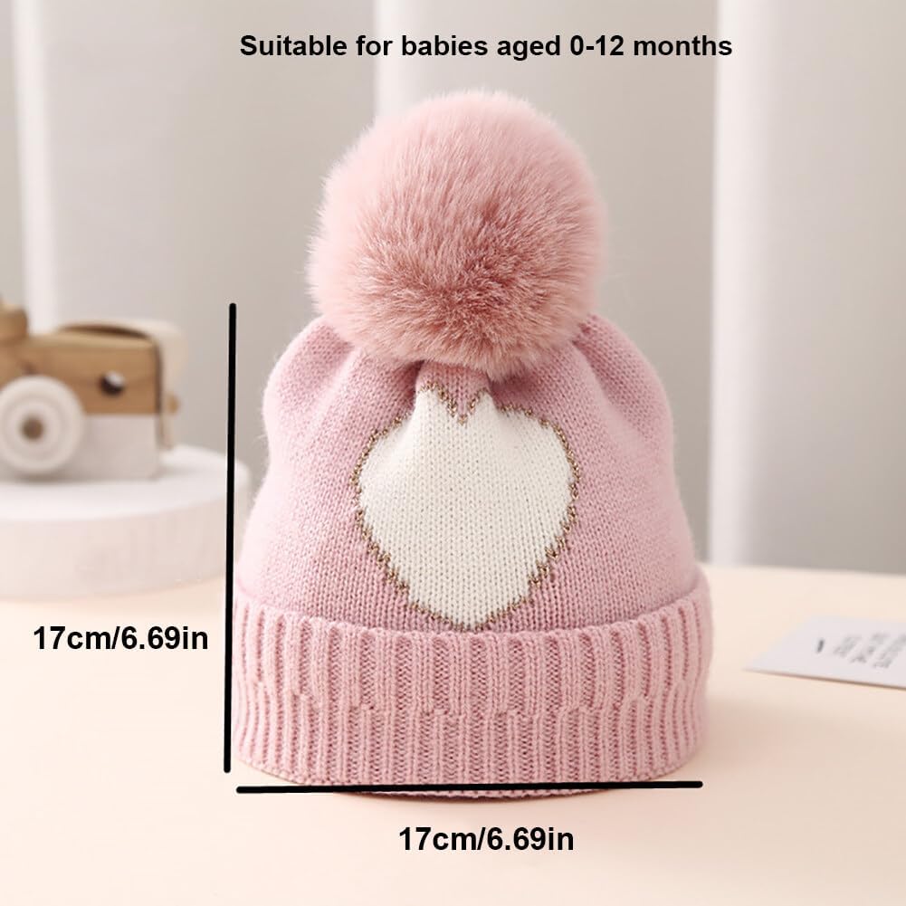 Surakey Baby Knitted Hat with Pompom Winter Beanie for Newborns
