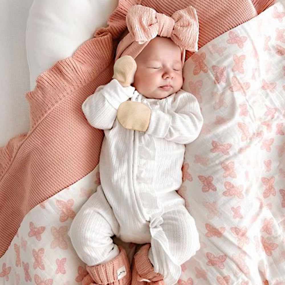 Elastic No-Scratch Baby Mittens for 0-6 Months