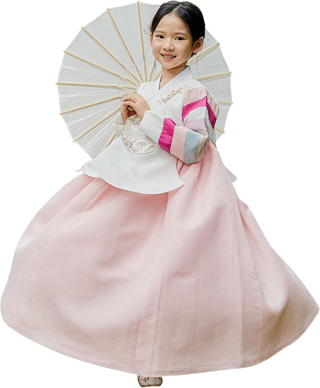 Striped Coral Dangui Hanbok for Girls 100-15yo