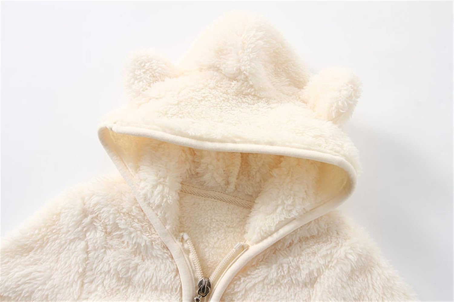 Double-Layer Coating Fleece Bear Ears Jacket Set for Kids
