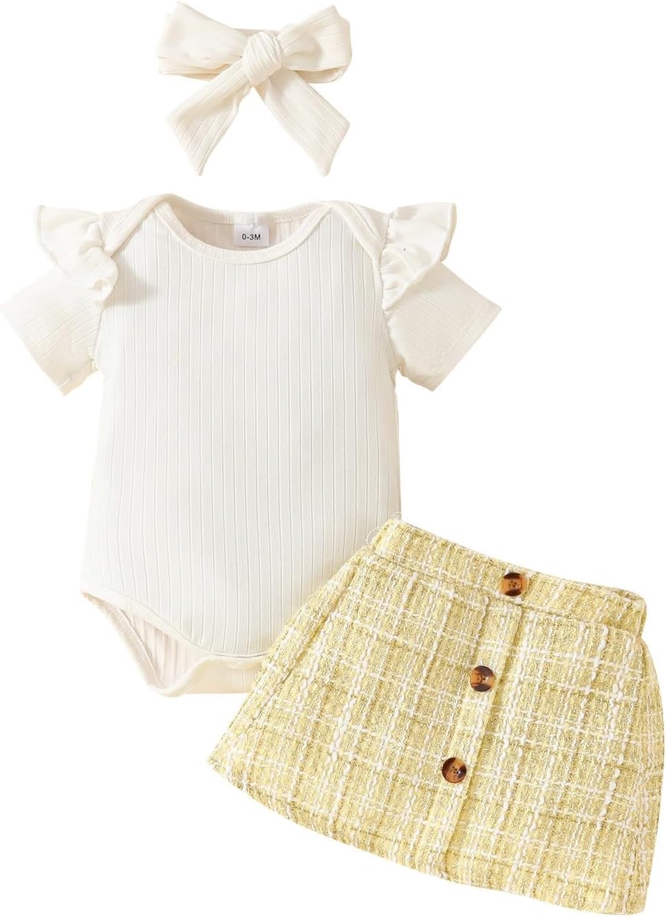Perfect Toddler Girl Summer Outfit Set Ruffle Romper Bodysuit Skirt