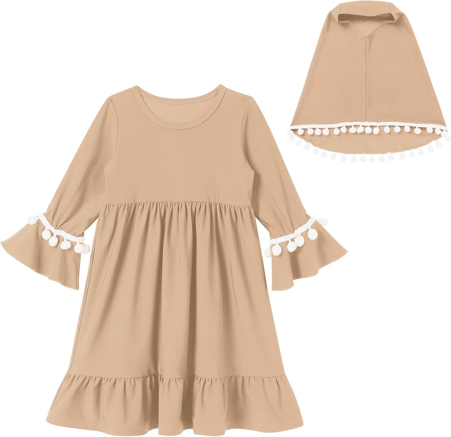 Newborn Islamia Dress Abaya Hijab for Baby Girls