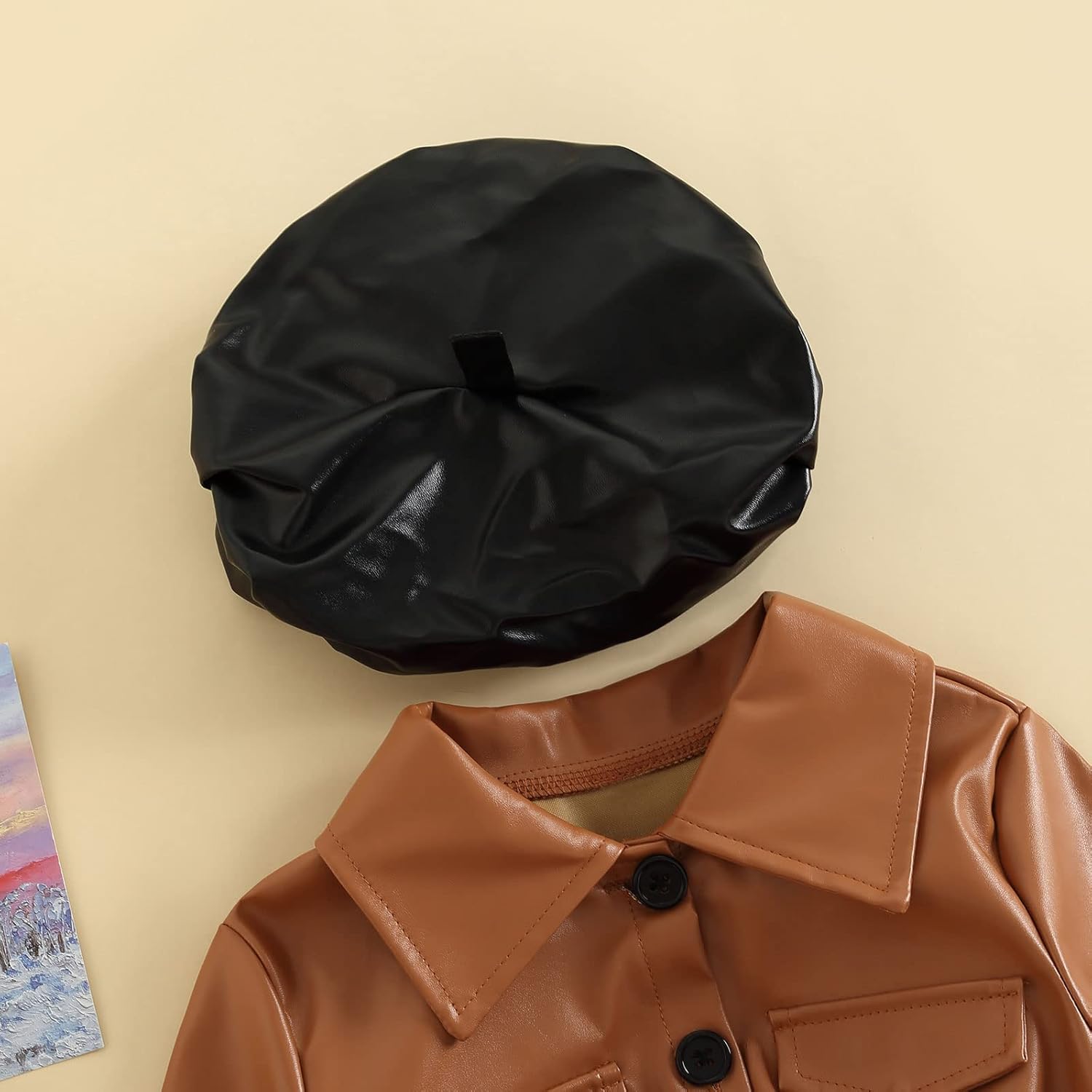 Toddler Girls Faux Leather Tulle Winter Outfit