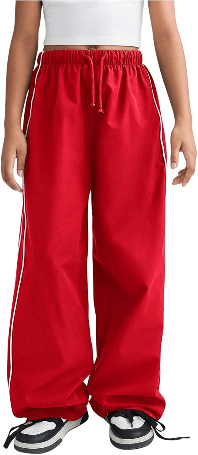 Girls Trendy Wide Leg High Waist Track Pants Unisex Active Fashion