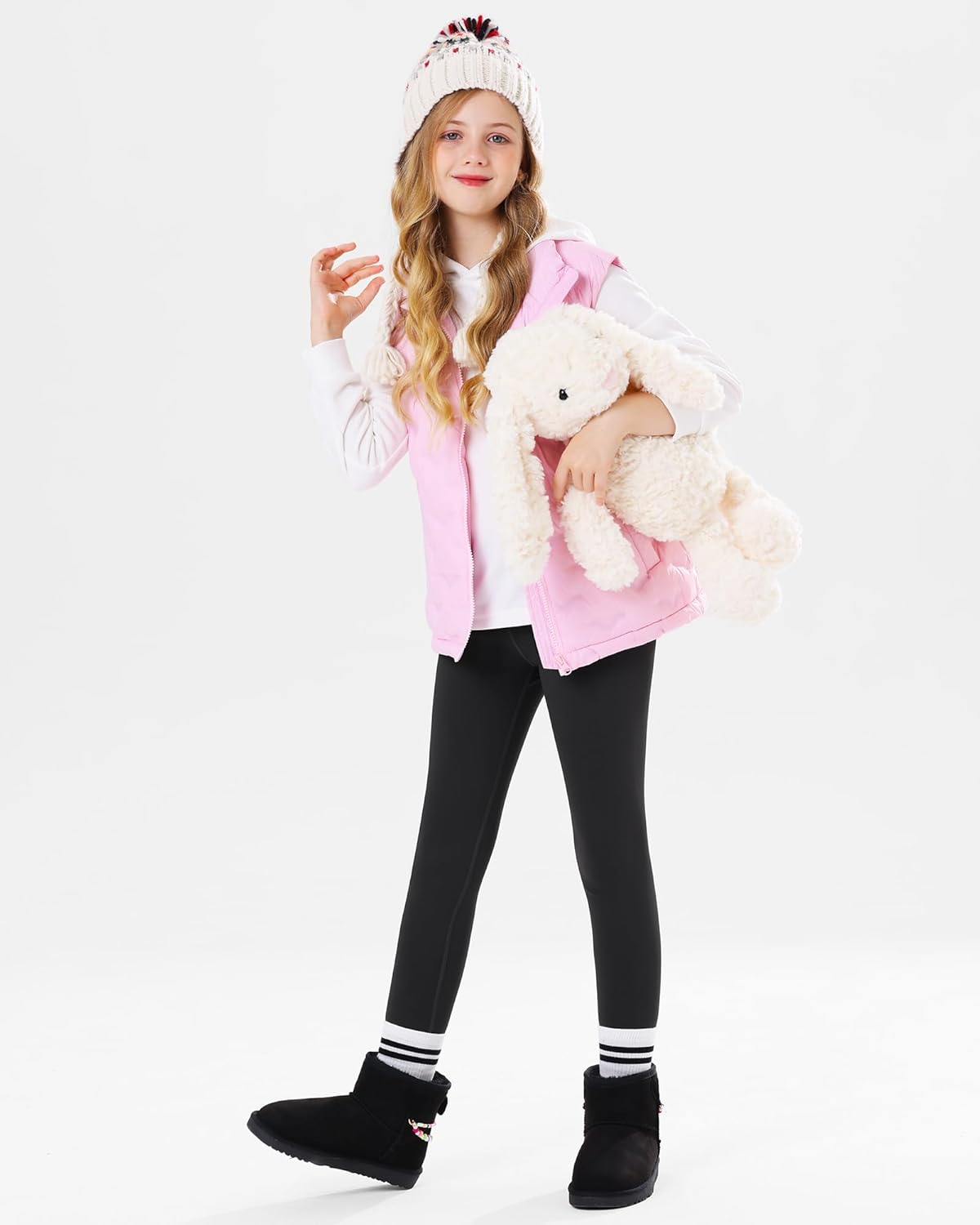 Stelle Girls Fleece Lined Leggings Youth High WaistWarm Winter Athletic Yoga Pants