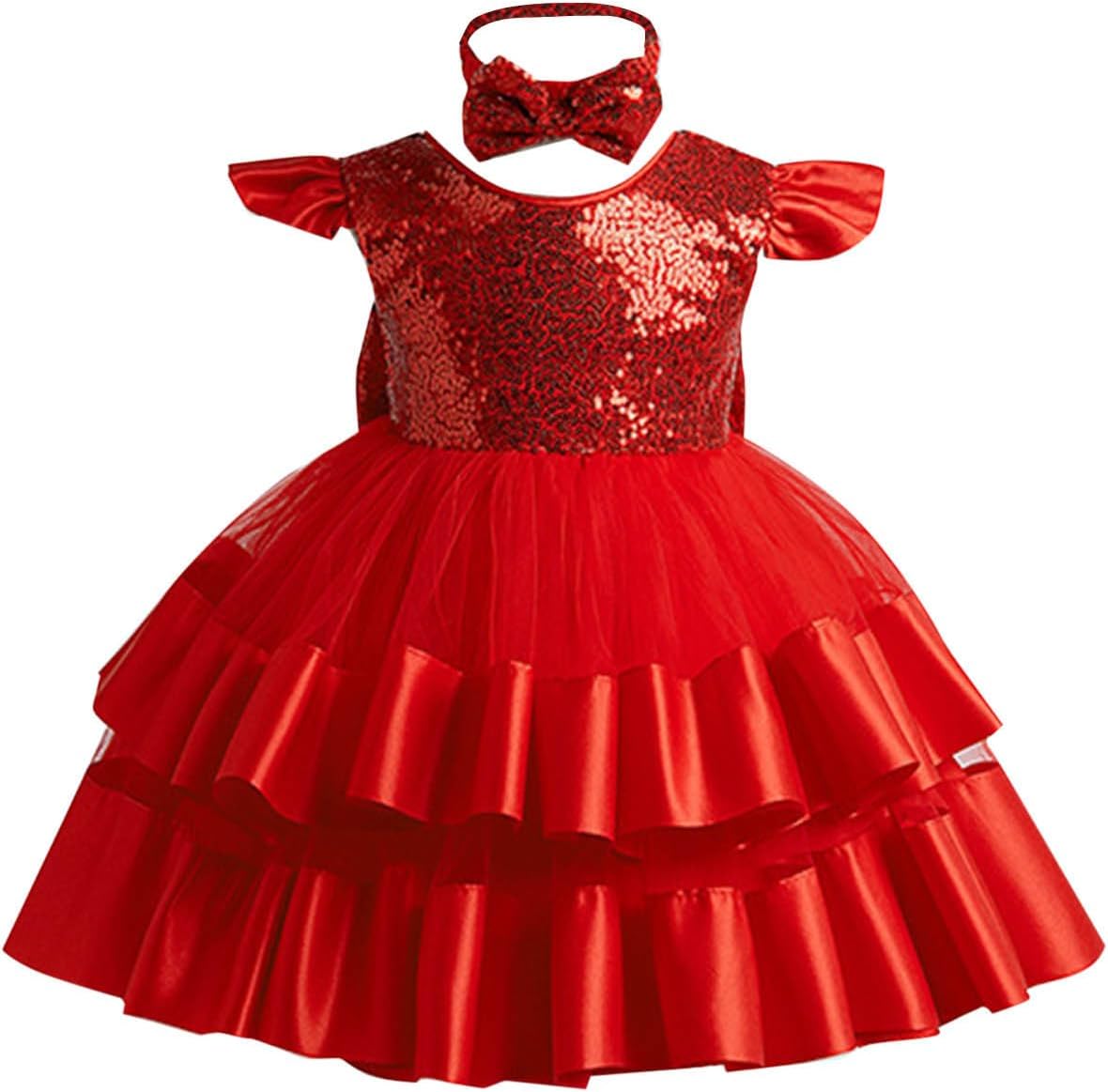 Girls Sequin Tutu Dress with Ruffle Cap Sleeve