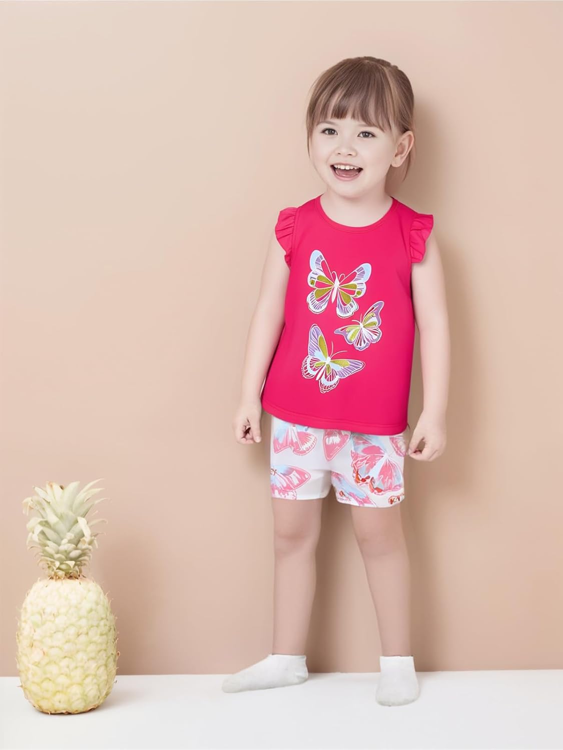 Frogwill Little Girls 2-Piece Playwear Set with Bow and Applique