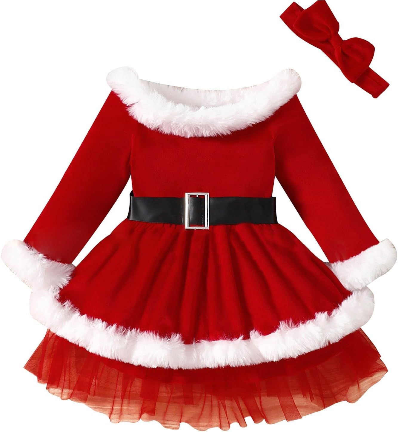 Christmas Baby Furred Border Dress Set for Boys and Girls