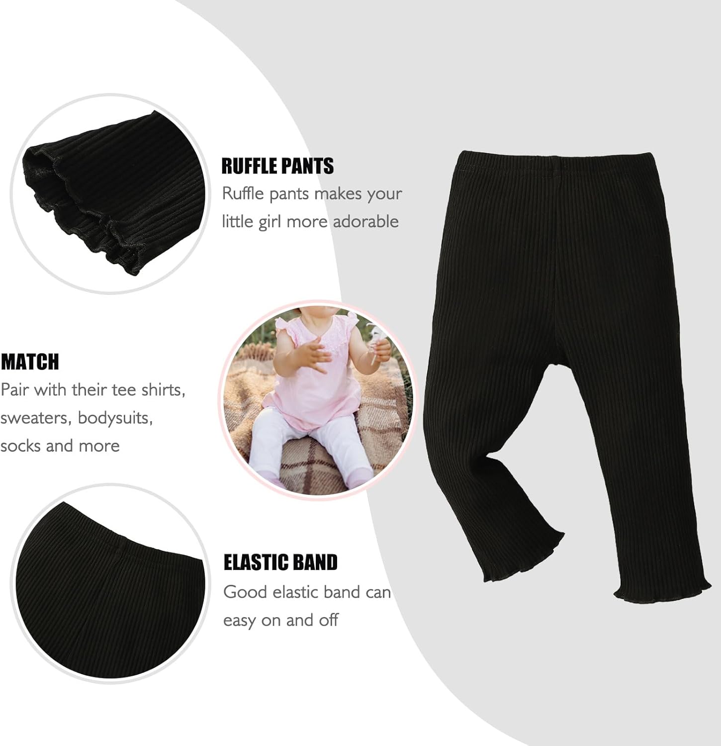 SOBOWO Toddler Ruffle Pants 3-Pack