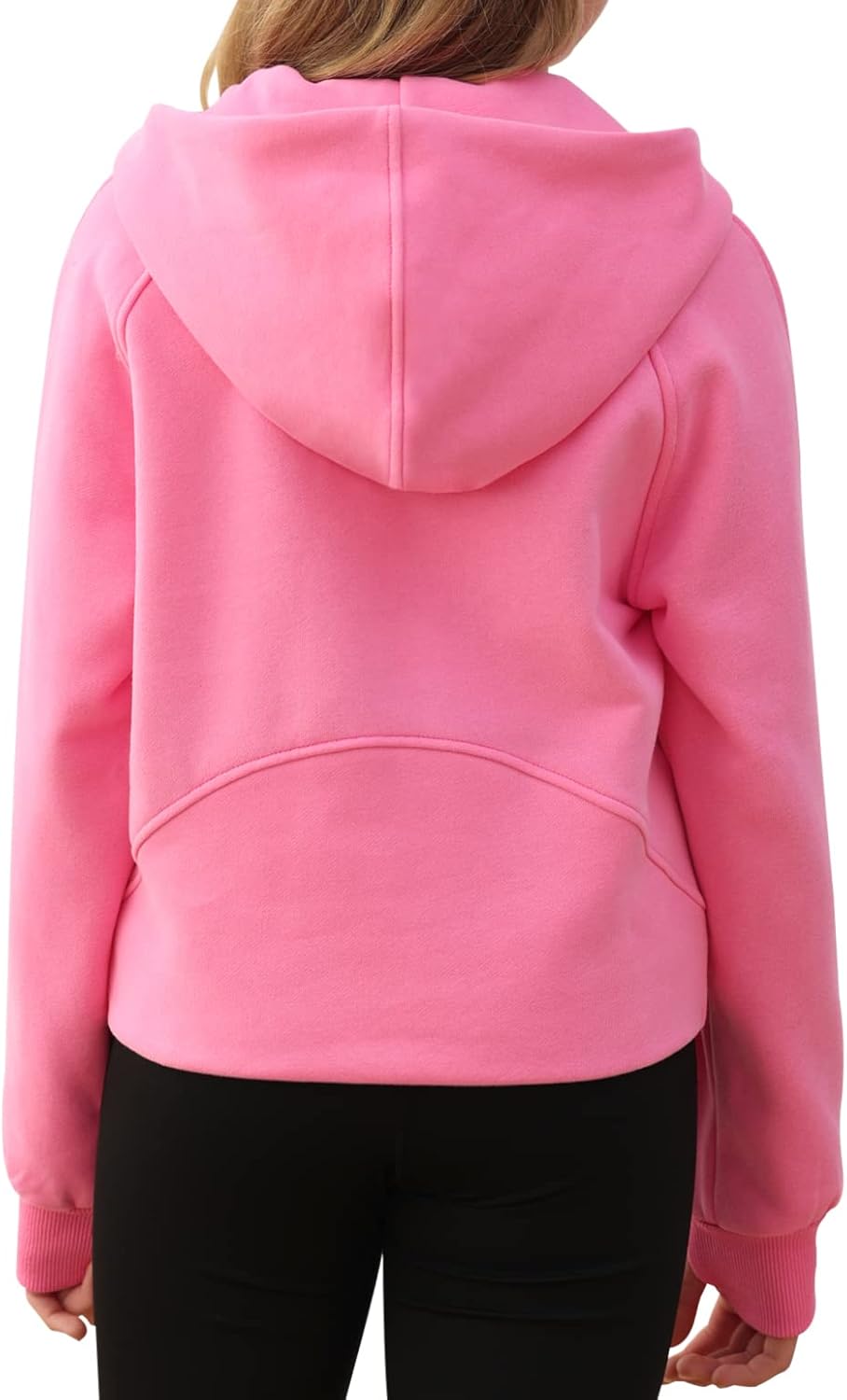 Girls Half Zip Zipped Collar Cropped Fleece Hoodies