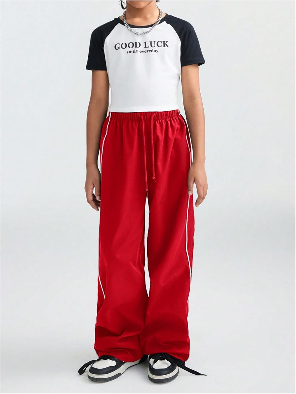 Girls Trendy Wide Leg High Waist Track Pants Unisex Active Fashion