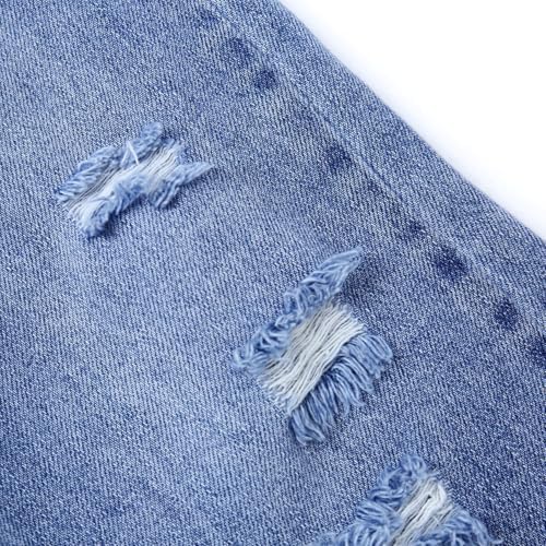 KIDSCOOL SPACE Girls Slim Fit Wide-Leg Jeans Distressed Denim