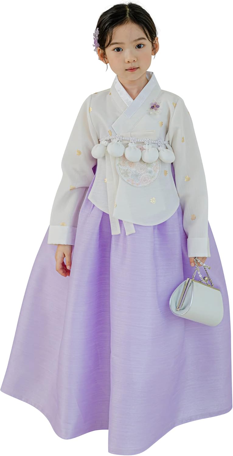 Ivory Foil Dangui Purple Girl Hanbok