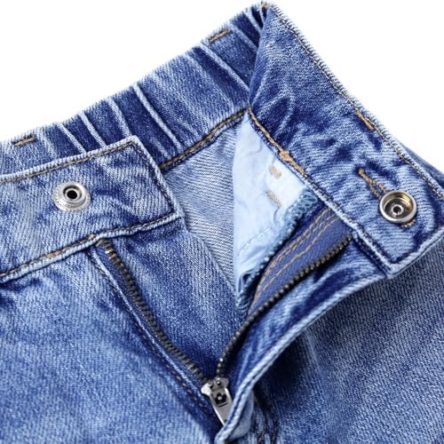 KIDSCOOL SPACE Girls Slim Fit Wide-Leg Jeans Distressed Denim