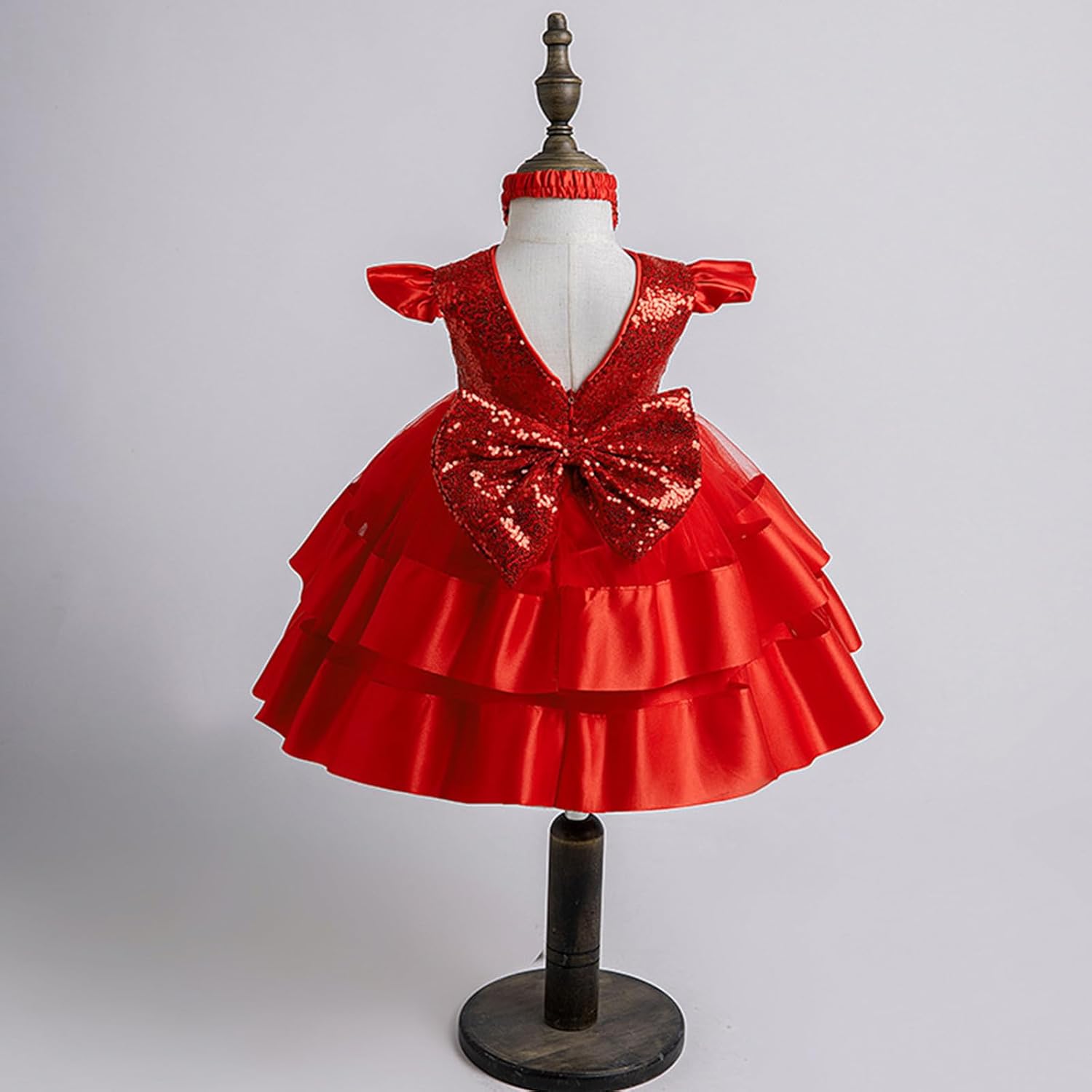 Girls Sequin Tutu Dress with Ruffle Cap Sleeve