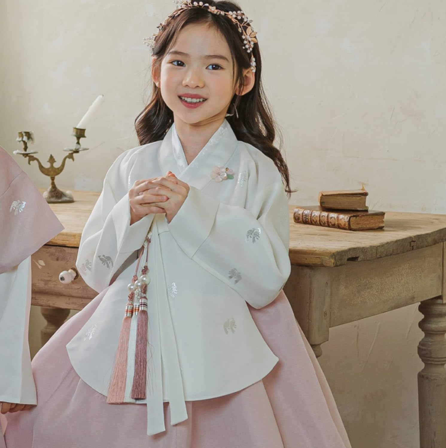Special Occasion Girls Ivory Hanbok Dress