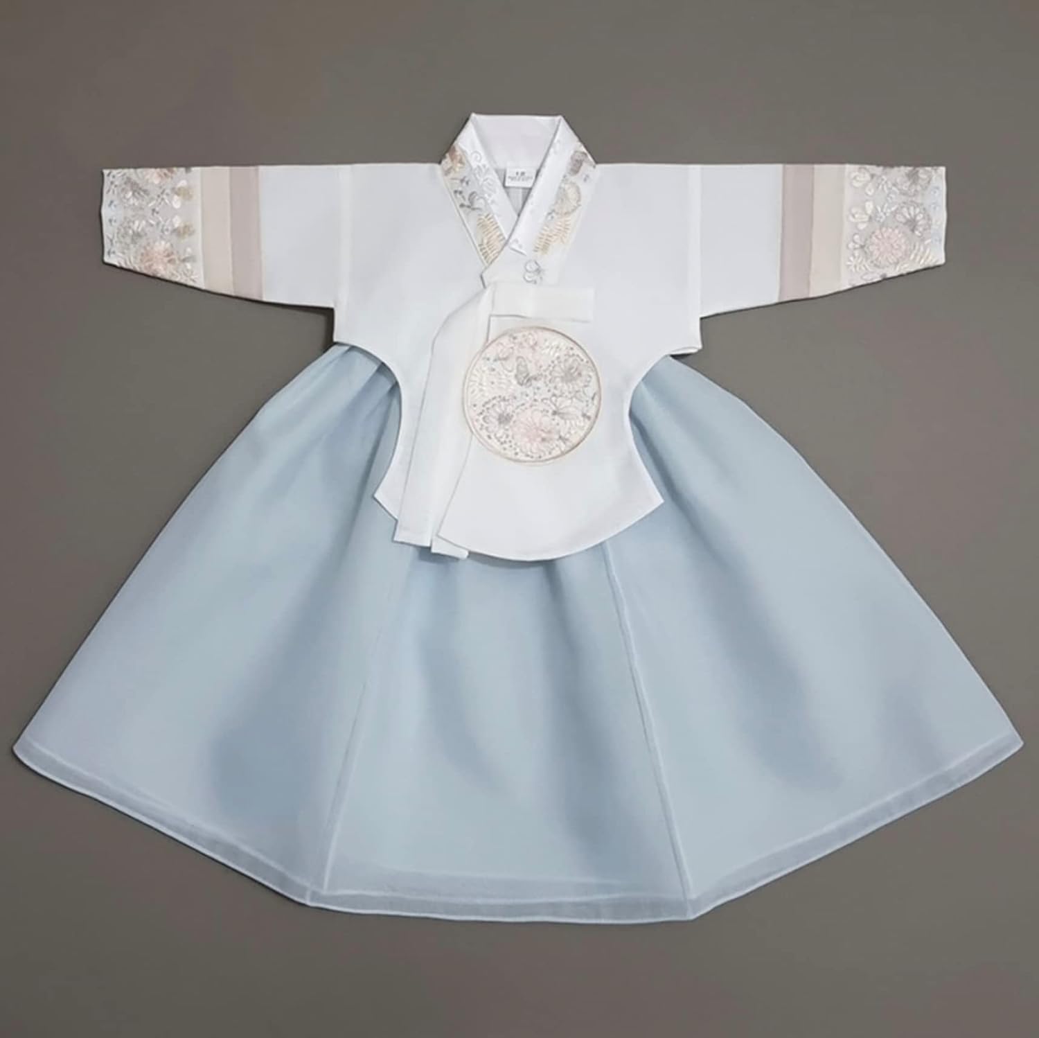 Stylish Sky Dangui Korean Hanbok Dress for Kids 10015yo