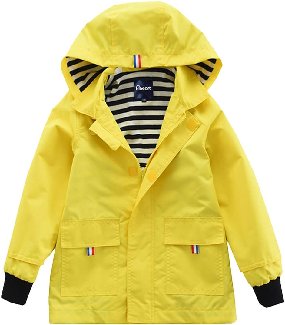 Hiheart Waterproof Hooded Rain Jacket for Kids