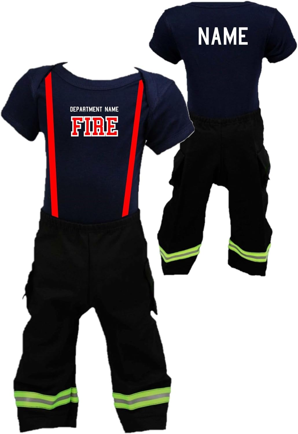 Firefighter Name Personalized Black 2-Piece Baby Outfit