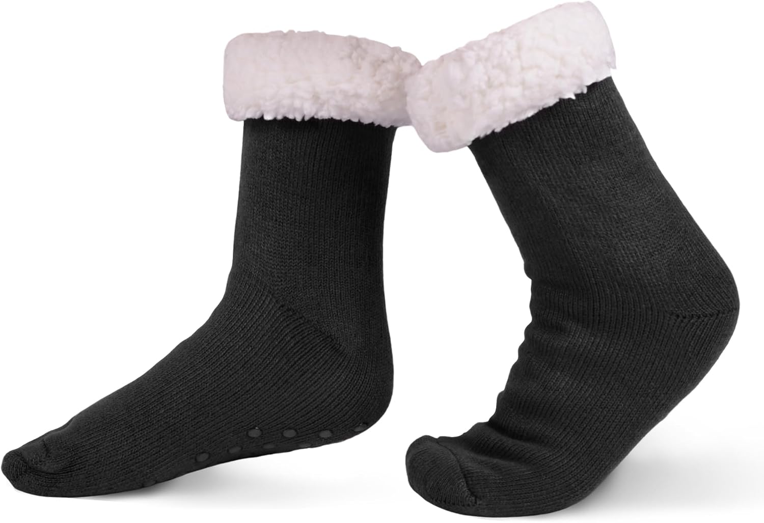 KFUBUO Kids Fleece Slipper Socks with Non-Skid Soles