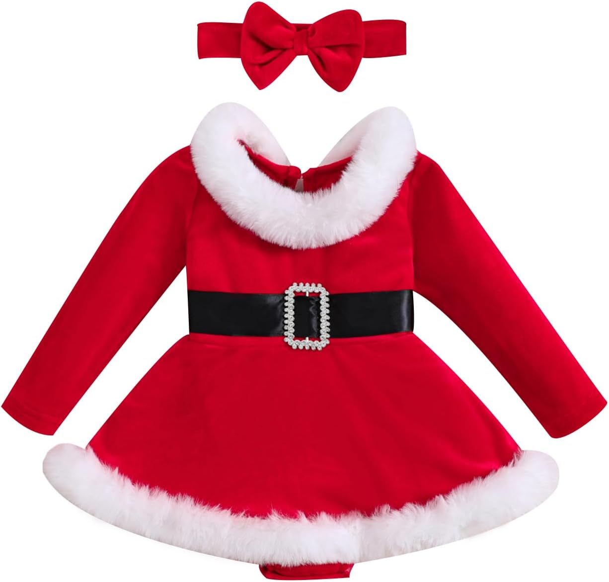 Cute Baby Girl Christmas Romper Dress Santa Claus Design