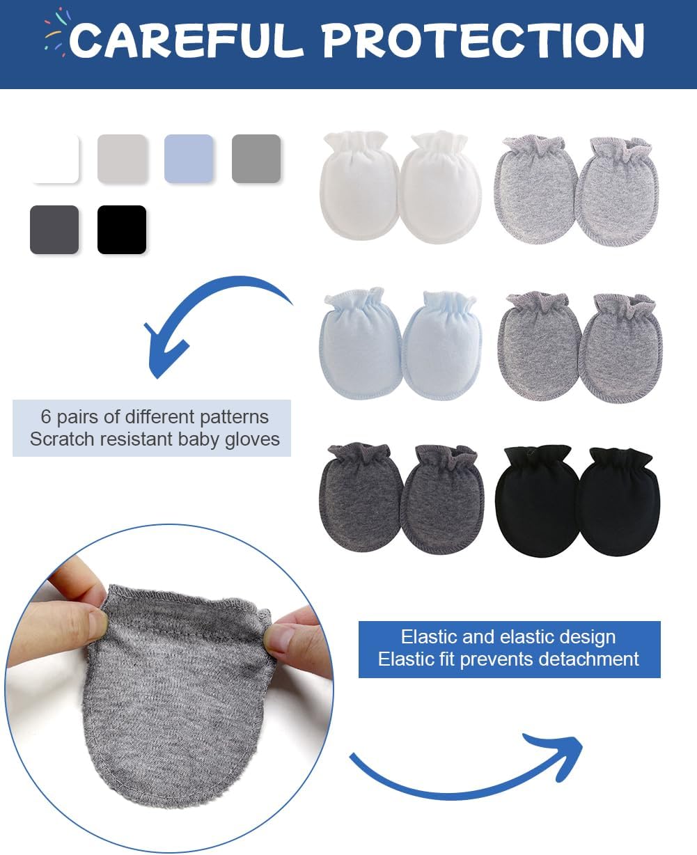ZURLEFY Cute Baby mittens newborn no scratch gloves