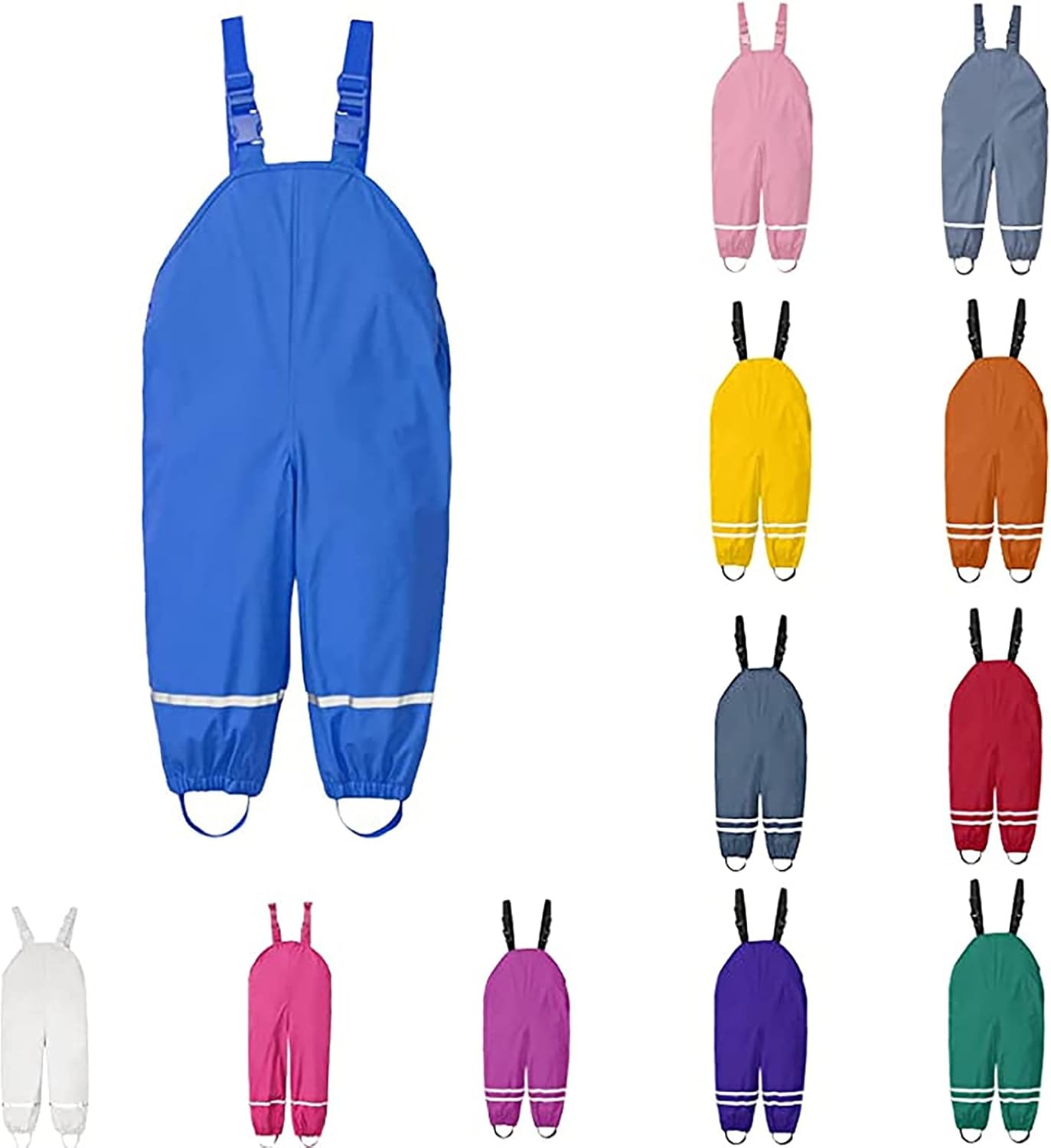 Waterproof Rain Bib Overalls for Kids Toddler Reflective