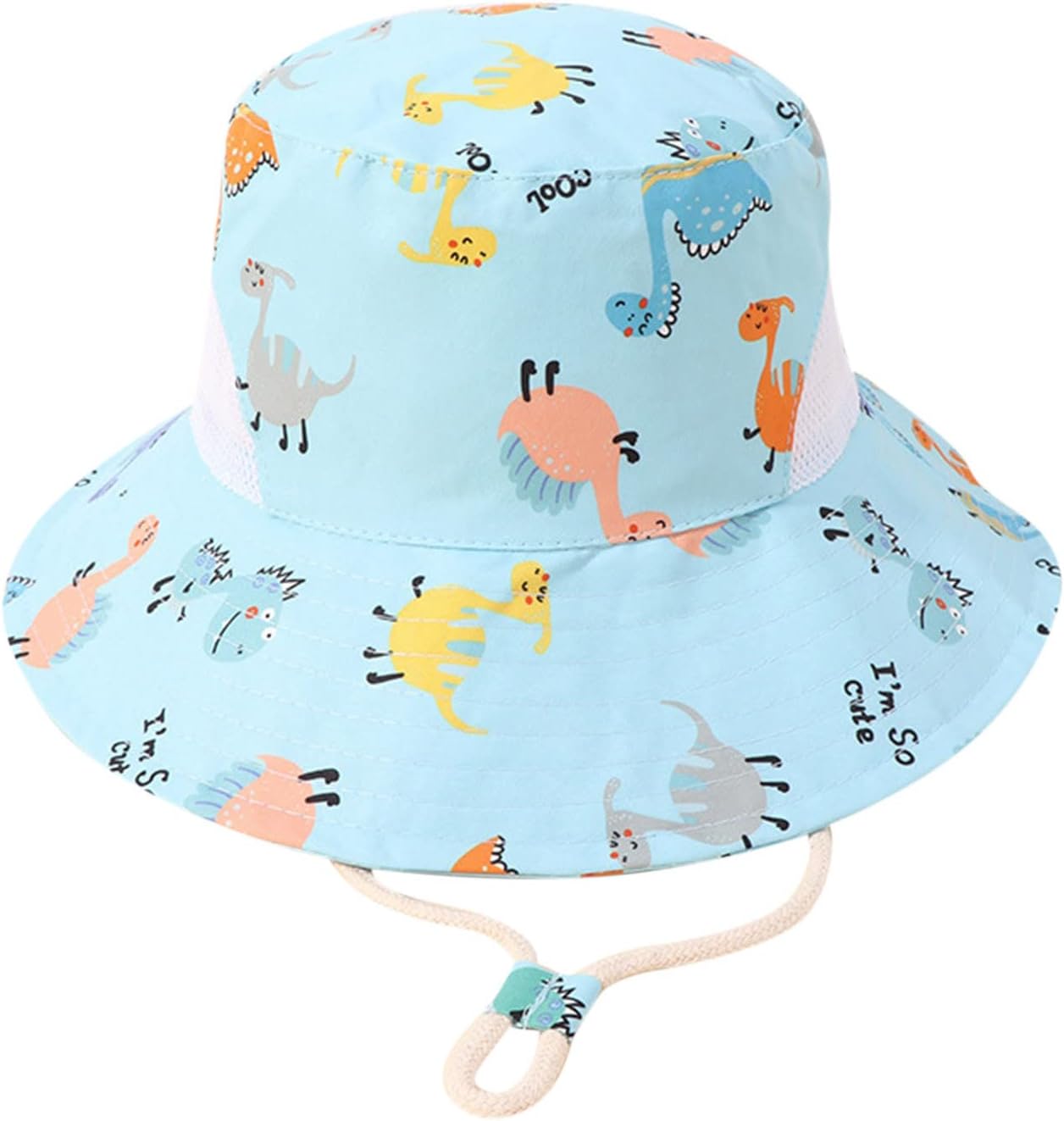 Kids Adjustable Chin Strap Sun Hat Light Blue 1-7 Years