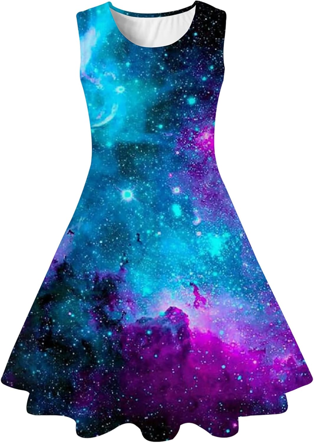 Catchy Look Sleeveless Dress Round Neck Floral