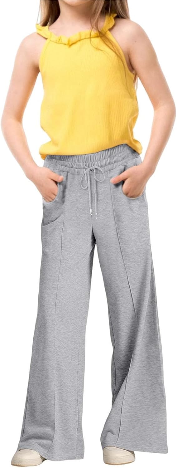 Ikevan Girls Oversized Wide Leg Sweatpants with Pockets