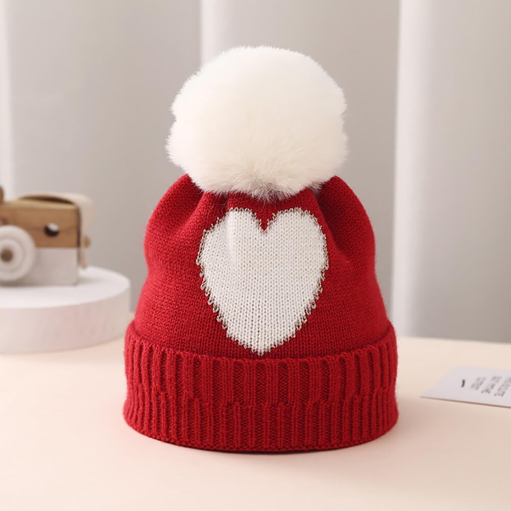 Surakey Baby Knitted Hat with Pompom Winter Beanie for Newborns