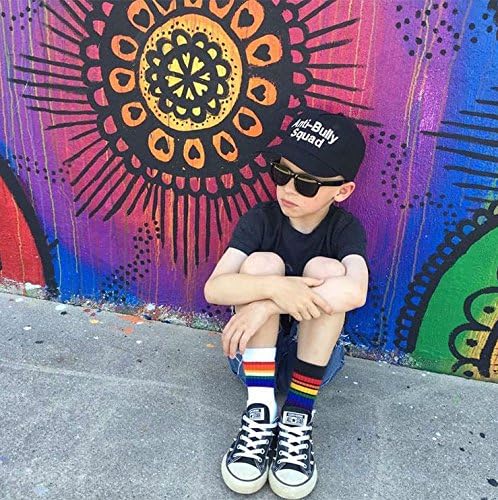 Unisex cotton childrens knee high socks Rainbow Stripe Ages 1-9