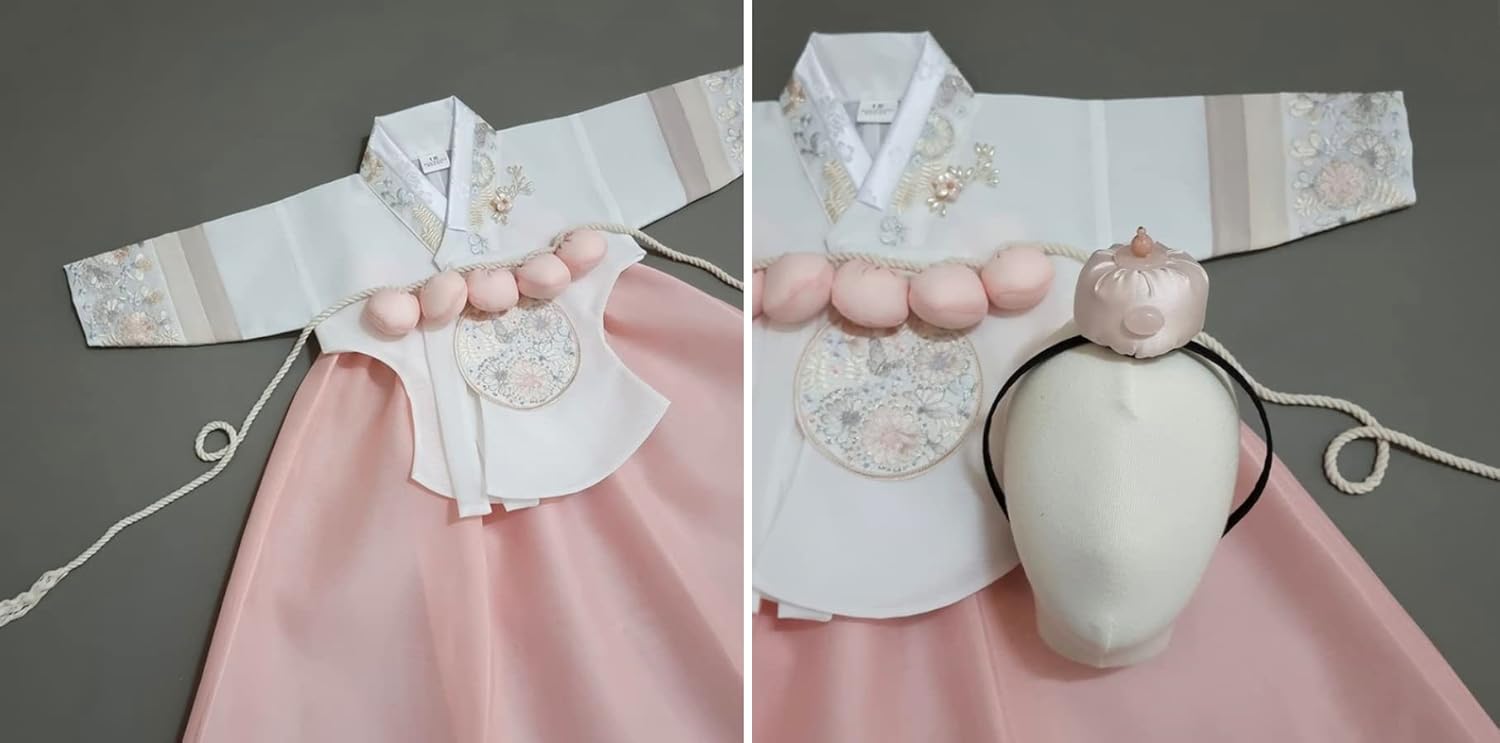 Striped Coral Dangui Hanbok for Kids