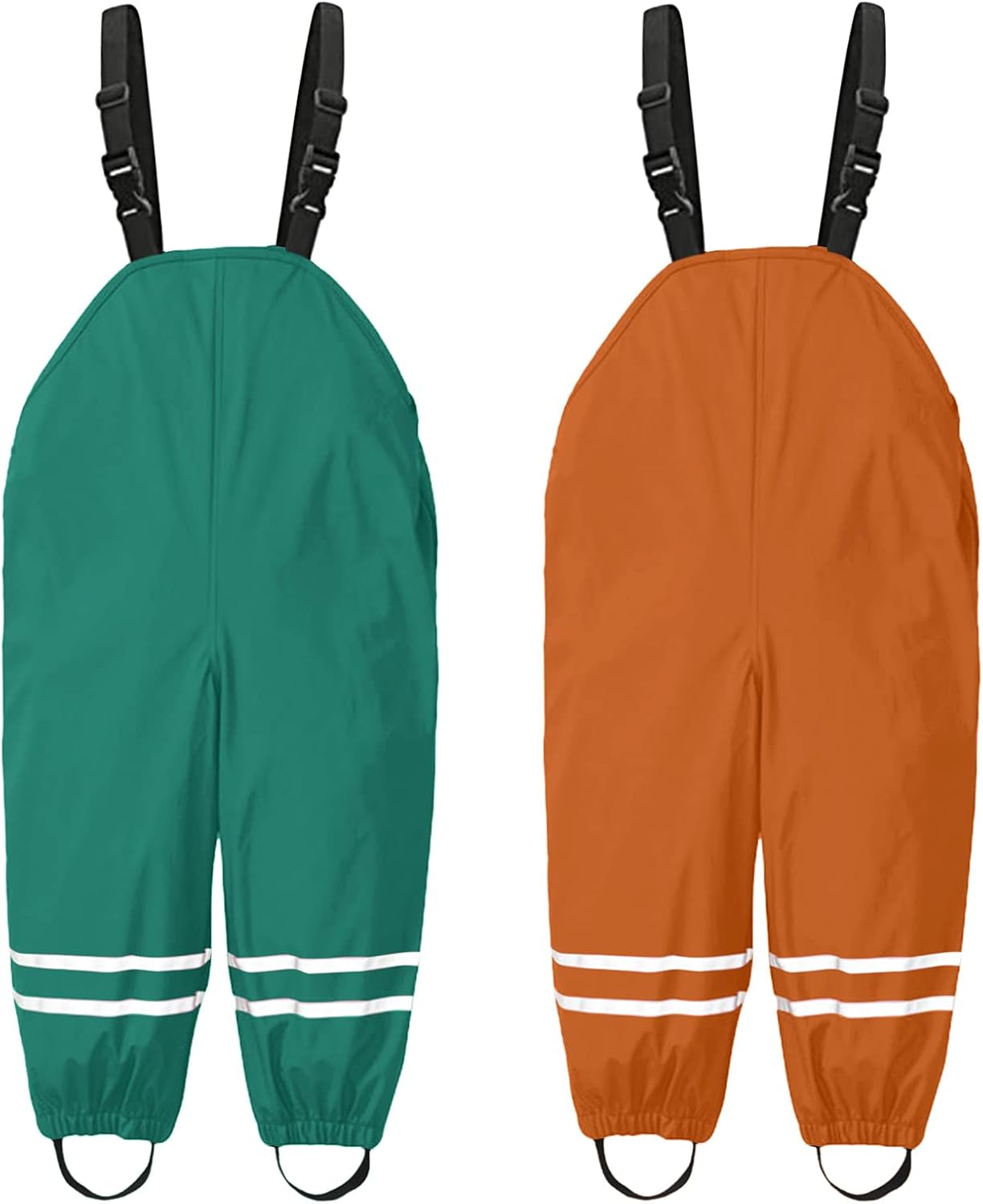 Toddler Waterproof Rain Pants with Suspenders for Boys Girls