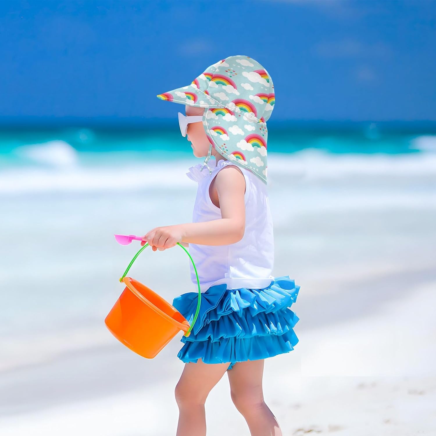 Rainbow Cloud Baby Sun Hat for Kids 2-4T Lightweight Adjustable