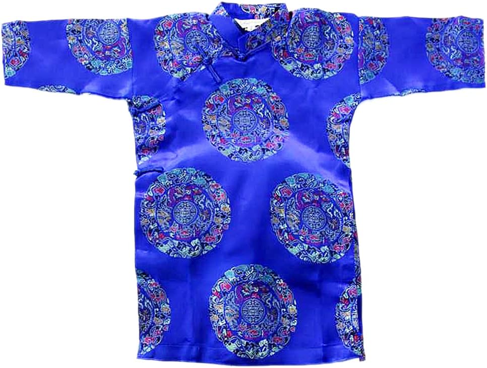 Vietnamese Artwork Blue Ao Dai Dress Royal Medallions