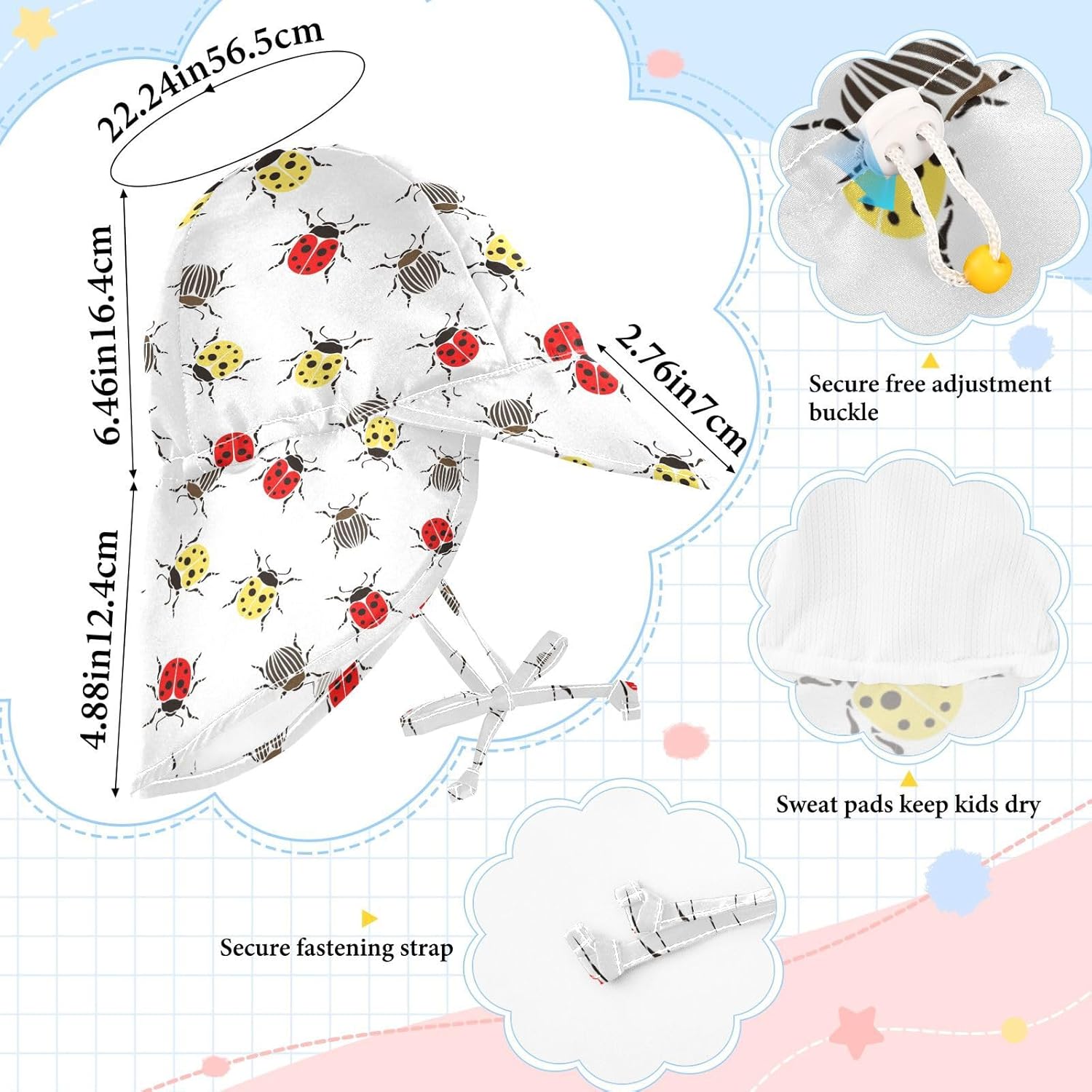 Pigsaly Beetle Ladybug Insects Toddler Sun Hat